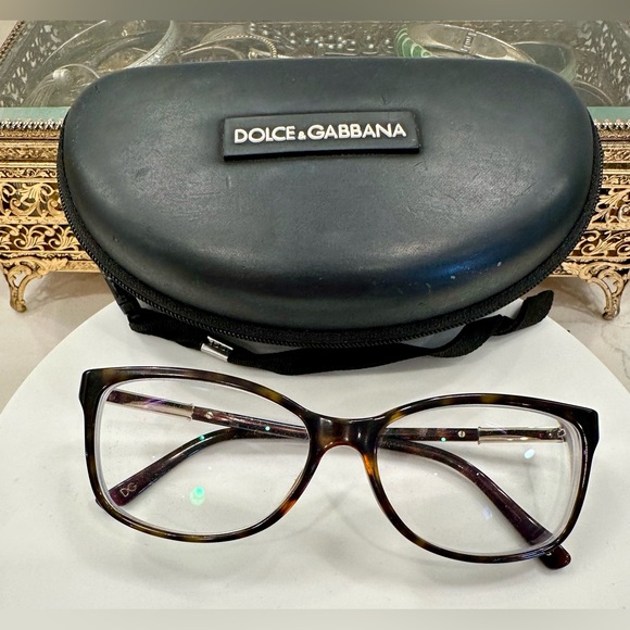 Dolce & Gabbana Rx Tortoiseshell Eyeglass Frames/Etched Temple Arms EUC D&G Case - Picture 15 of 17